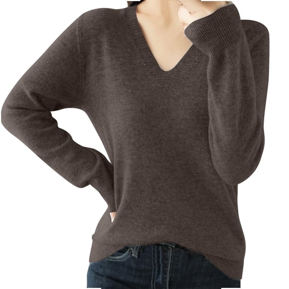 biudgviw Womens Sweater Long Sleeve Casual Pullover Tops V Neck Loose Lightweight Blouses Fall Winter Clothes