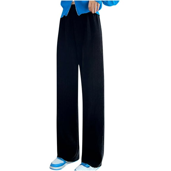 biudgviw Womens Sweatpants Lounge High Elastic Waist Winter Baggy Pants Casual Straight Wide Leg Trousers with Pockets