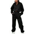 thumbnail image 1 of biudgviw Womens Sweatsuit Outfits Casual Long Sleeve Half Zipped Oversized Sweatshirt Fleece Warm Jogger Pants Sets, 1 of 6