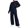 thumbnail image 1 of biudgviw Womens Sweatsuits 2 Piece Set Oversized Long Sleeve Casual Outfits Crew Neck Sweatshirt and Wide Leg Sweatpants Sets with Pockets, 1 of 7
