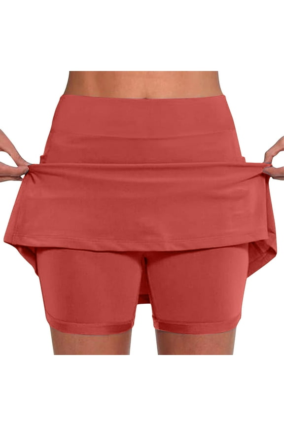 Womens Tennis Skorts Mid Rise Build in Shorts Athletic Golf Mini Skirts Workout Jogging Lounge Skirt with Shorts