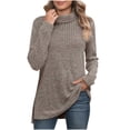 thumbnail image 1 of biudgviw Womens Tunic Tops Side Split Long Sleeve Ribbed Knit Sweater Comfy Casual Turtleneck Pullover Tops for Fall Winter, 1 of 5