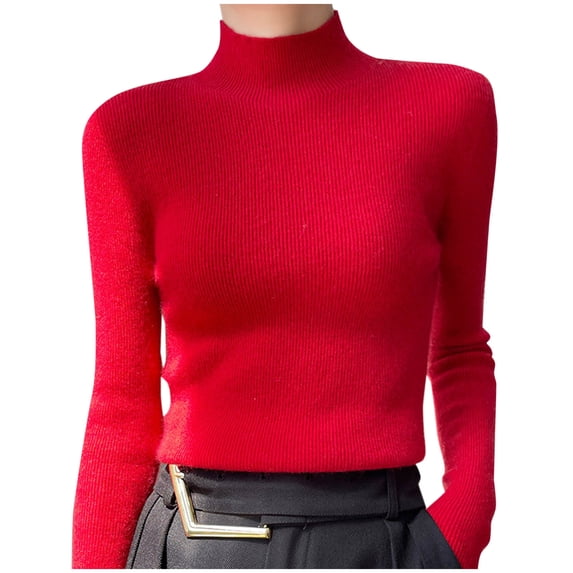 biudgviw Womens Turtleneck Sweater Base Layer Long Sleeve Slim Fit Stretch Pullover Tops Fall Winter Knit Sweater Clothes