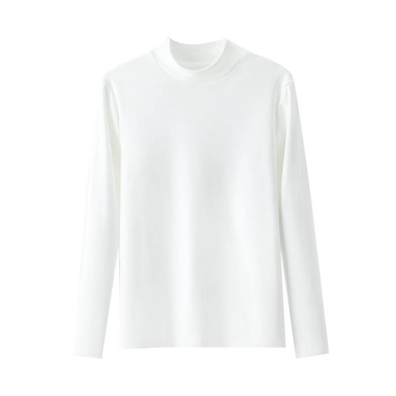 biudgviw Womens Undershirts Crew Neck Long Sleeve Thermal Baselayer Solid Color Loose Fit Comfortable Tops for Fall Winter