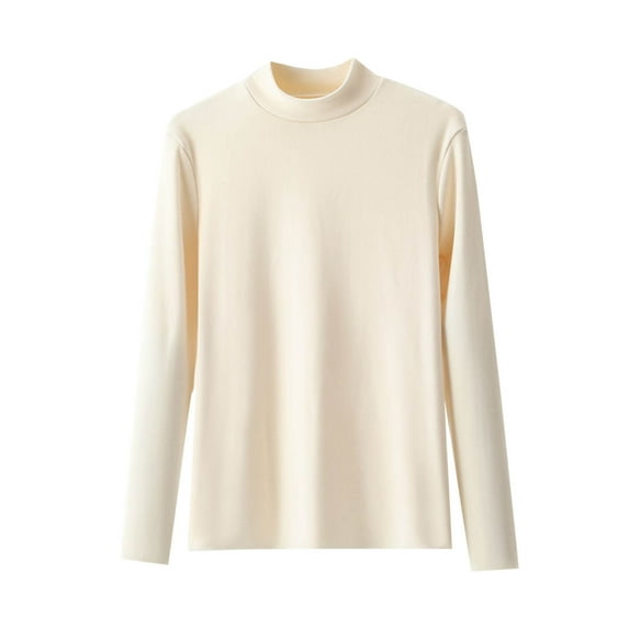 biudgviw Womens Undershirts Crew Neck Long Sleeve Thermal Baselayer Solid Color Loose Fit Comfortable Tops for Fall Winter