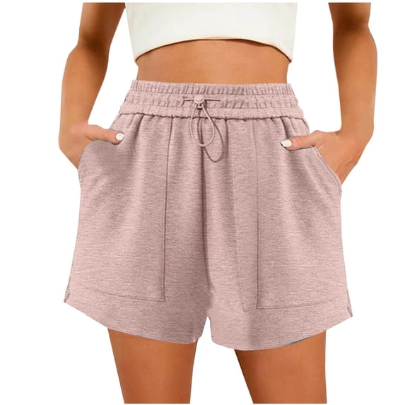 biudgviw Workout Shorts for Women Wide Leg Athletic Shorts Drawstring High Waisted Lounge Running Shorts with Pockets