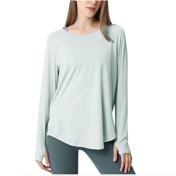 biudgviw Workout Tops for Women Upf50+ UV Protection Sun Shirts Crew Neck Long Sleeve Lightweight Tee Outdoor Cycling Clothes