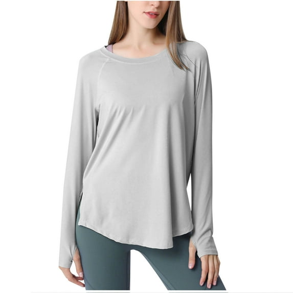 biudgviw Workout Tops for Women Upf50+ UV Protection Sun Shirts Crew Neck Long Sleeve Lightweight Tee Outdoor Cycling Clothes