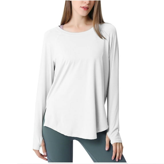 biudgviw Workout Tops for Women Upf50+ UV Protection Sun Shirts Crew Neck Long Sleeve Lightweight Tee Outdoor Cycling Clothes