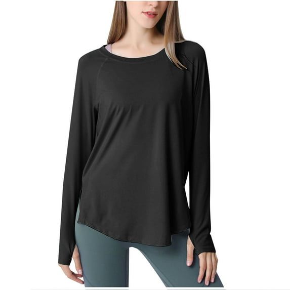 biudgviw Workout Tops for Women Upf50+ UV Protection Sun Shirts Crew Neck Long Sleeve Lightweight Tee Outdoor Cycling Clothes