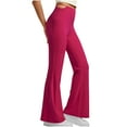 thumbnail image 1 of biudgviw Workout Yoga Pants for Women Bootcut Wide Leg Pants Seamless Bell Bottom Leggings Pull on Stretch Sporty Tennis Trousers(Hot Pink,X-Large), 1 of 6