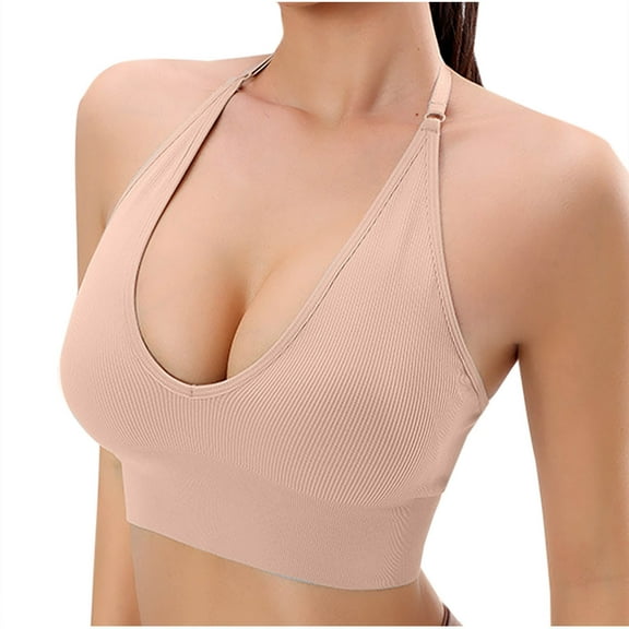 biudgviw Yoga Bras for Women Wireless Seamless Adjustable Strap T-Shirts Bras Fashion Scoop Neck No Underwire Underwear