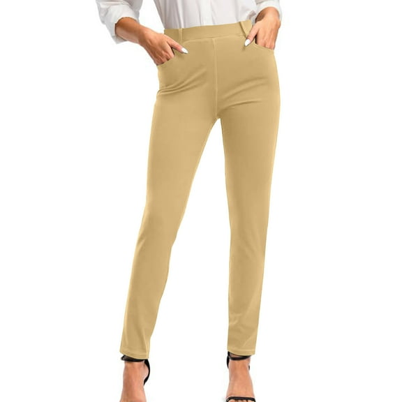 biudgviw Yoga Dress Pants for Women with Pockets Stretch High Waist Casual Office Work Pants Pull on Skinny Slacks for Business