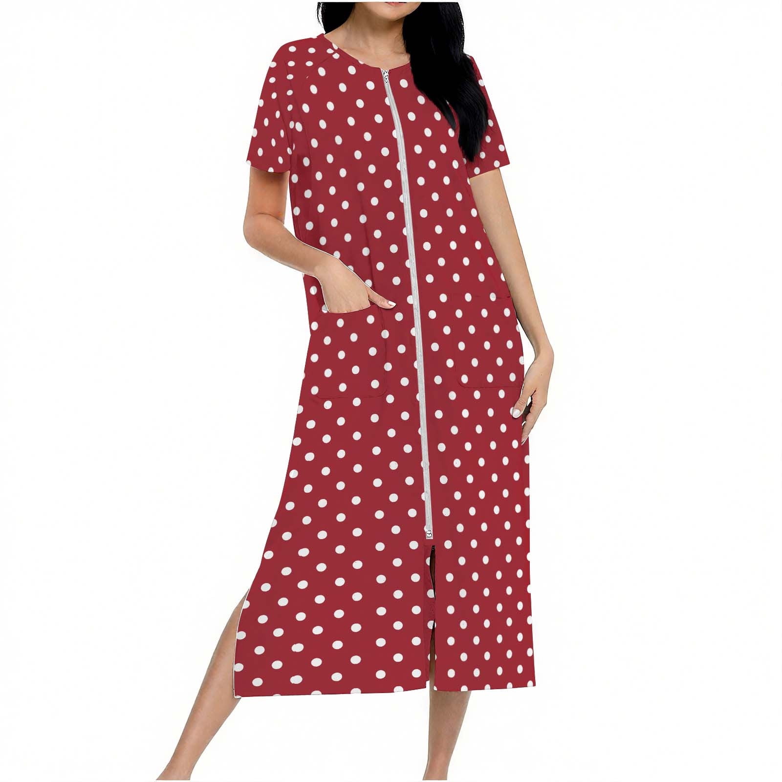 biudgviw Zipper Robes for Women Printted Graphic Short Sleeve ...