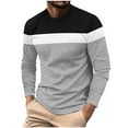 thumbnail image 1 of biudgviw&nbsp;Shirts for Men Slim Soft Long Sleeve Color Block Pullover Tops Casual Fall Round Neck Basic T-Shirts, 1 of 6