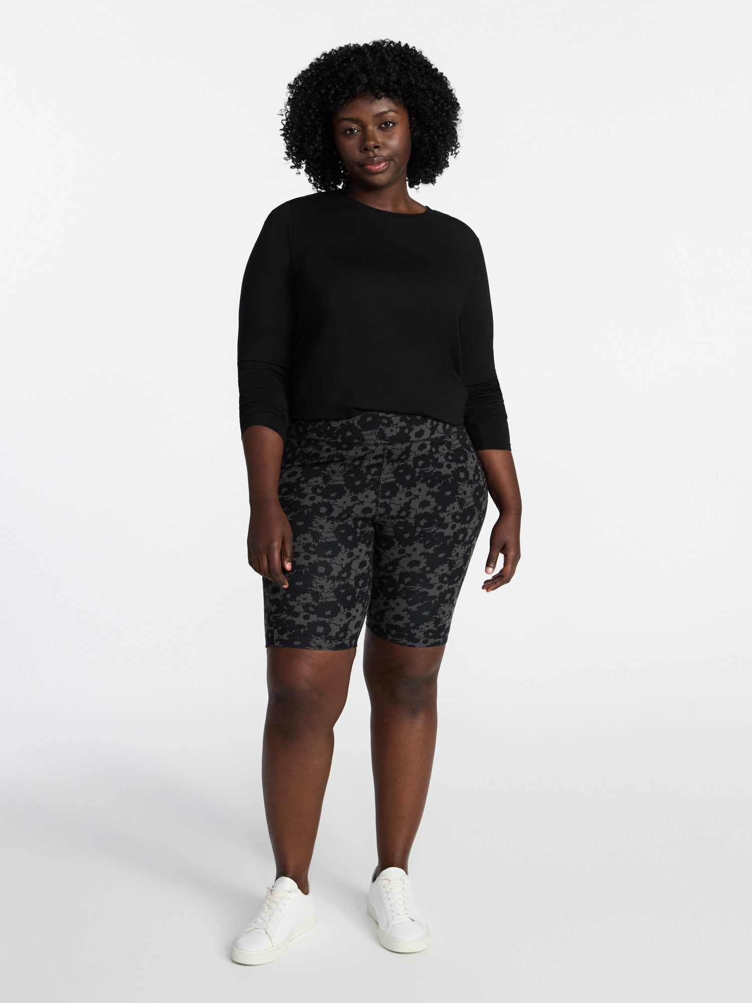 Terra & Sky Women's Plus Size Bike Shorts with Pocket, Sizes 0X-5X