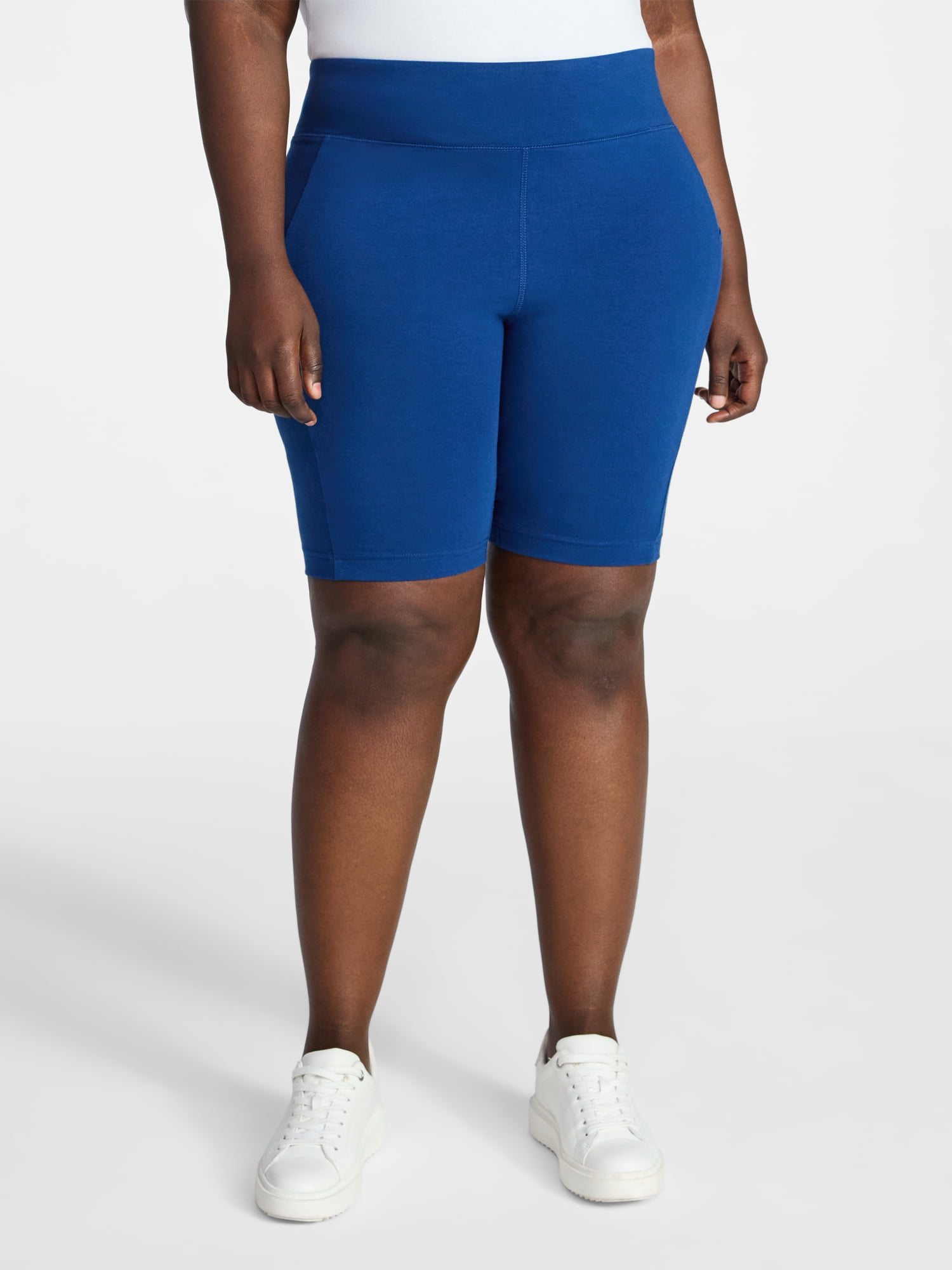 Terra & Sky Women's Plus Size Bike Shorts with Pocket, Sizes 0X-5X