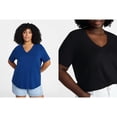 thumbnail image 1 of Terra & Sky Women's Plus Size V-Neck Tee with Short Sleeves, Size 0X-5X, 1 of 10