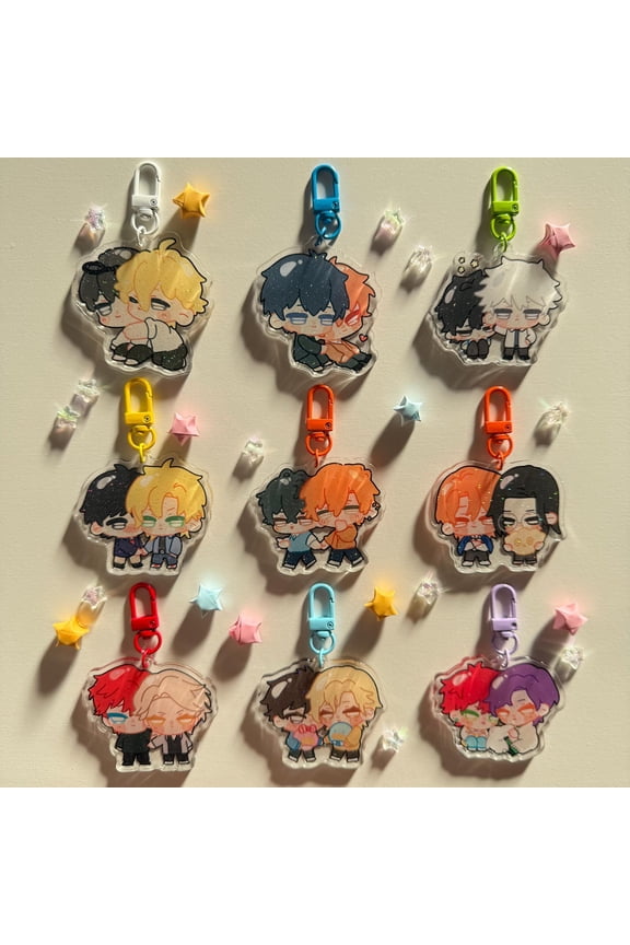 bl anime & manga pair charms! given, sasaki to miyano, banana fish, yuri on ice, doukyuusei, etc. (1 keychain)