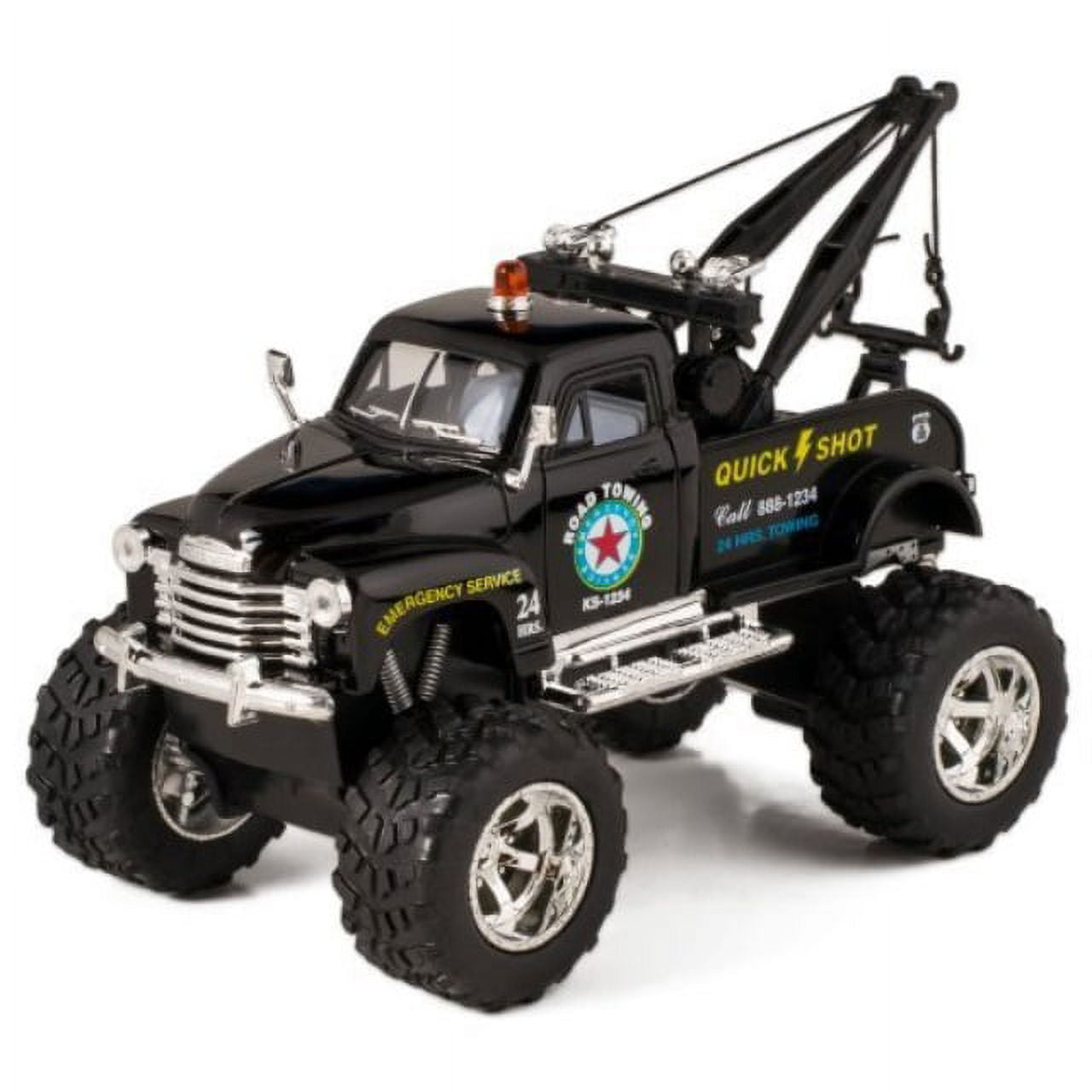 black 1953 chevy off-road wrecker die cast tow truck toy with