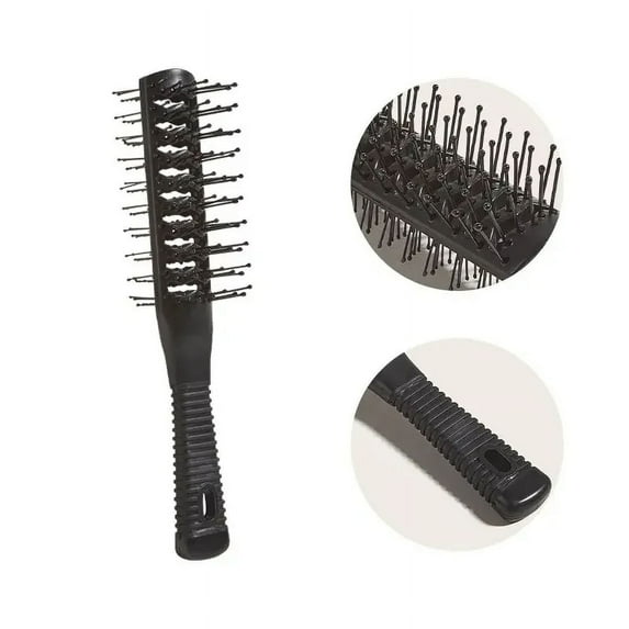 black 1pc Double Side Massage Comb Black Plastic Anti-tangle Brushes Wide Teeth Brush Wide Teeth Hairdressing Brush Double-sided Comb