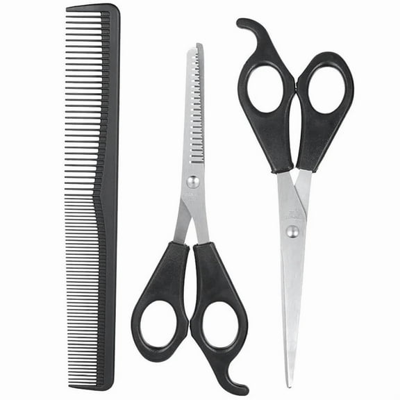black 3 Pcs Hair Scissors Cutting Shears Salon Professional Barber Hair Cutting Thinning Hairdressing Styling Tool Hairdressing Comb