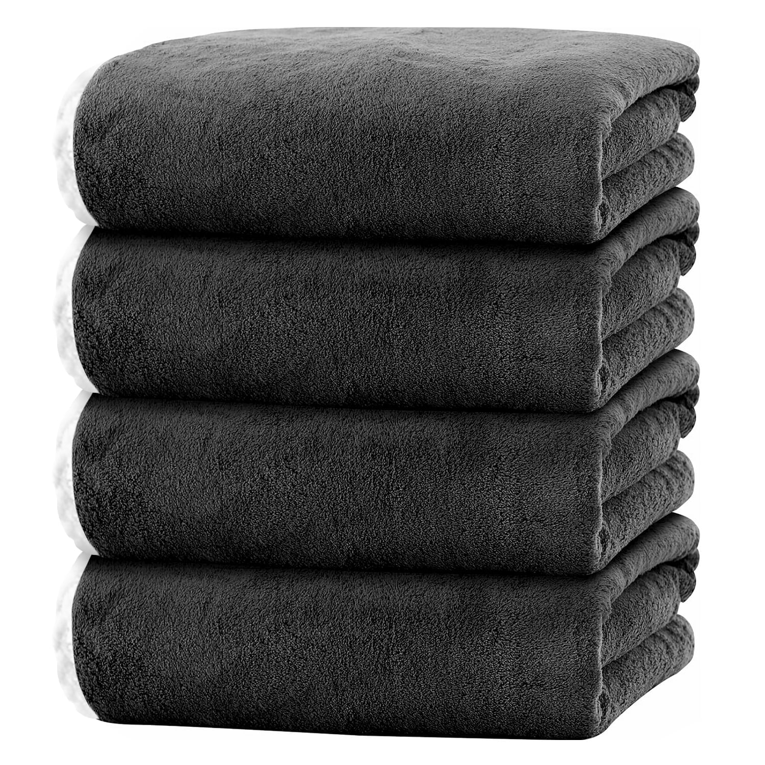 Black Bath Towels Set of 4, Large & Ultra Soft Bath Towels 35x70in, Highly Absorbent and Quick Dry Hotel Towels for Bathroom Gym Swim, Durable Microfiber Shower Sheets for Adult,Pet