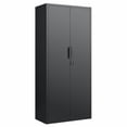 thumbnail image 1 of black 72-Inch 2-Door File Cabinet with Lock, 4 Adjustable Shelves, Heavy-Duty Steel Construction, 1 of 6