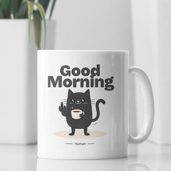 black C1At mug, funny C1At mug, C1At m1iddle finger, good morning human, C1At mug gift, gift for coffee drinker, C1At Mug, Humor Mug
