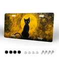 black Cat starry night Watercolor simple Plate Cover, Decorative