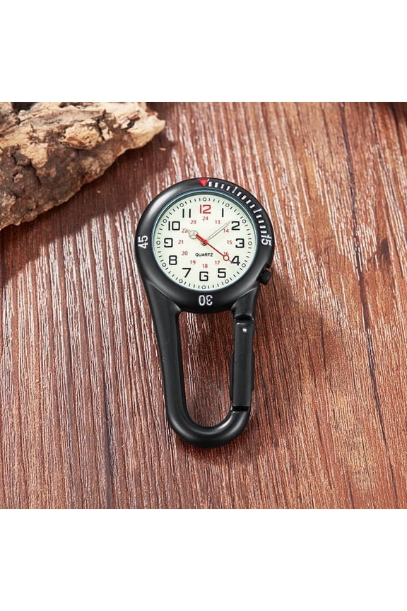 black Digital Clip Watch Mini Microlight Watch Backpack Buckle Belt Watch for Rock Climbing Doctors Nurses Chefs