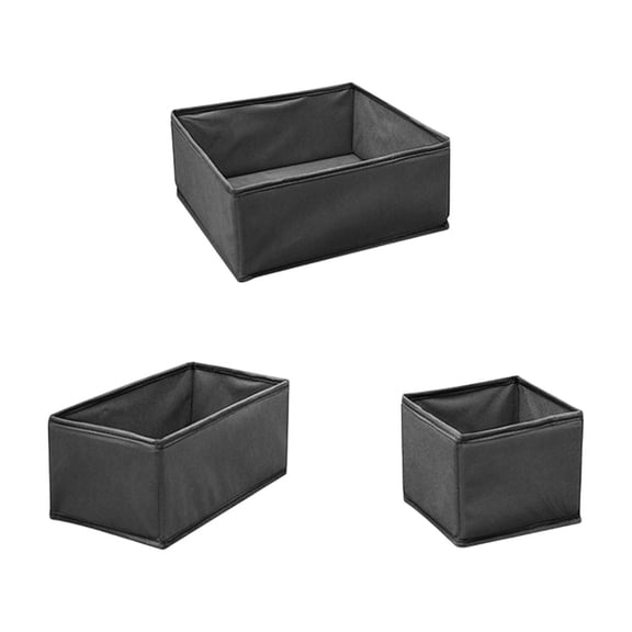 black Foldable Fabric Storage Box Set 3 Piece With Lid Drawer Organizer For Clothes Small Items Portable Non Woven Fabric Bins Black Option A