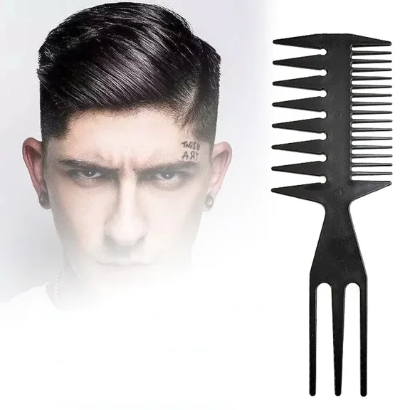 black Professional Double Side Tooth Combs Fish Bone Shape Hair Brush Barber Hair Dyeing Cutting Coloring Brush Man Hairstyling Tool