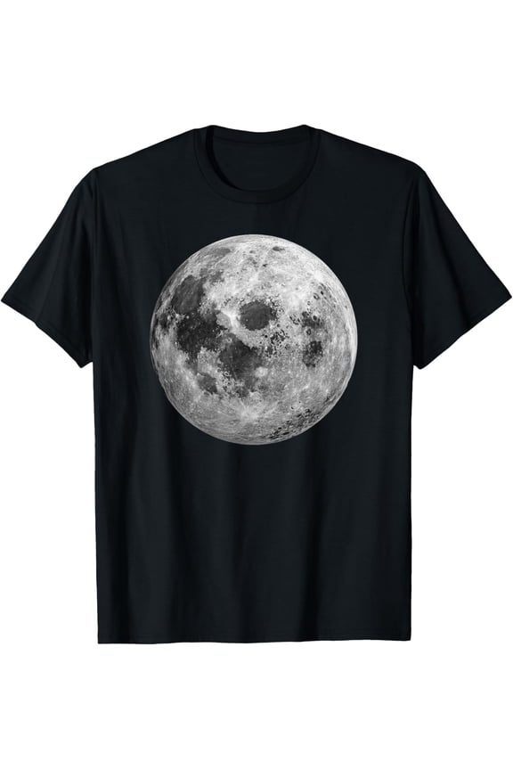 black Shirt Cool Full Moon Luna Graphic Space Astronomy Science T-Shirt