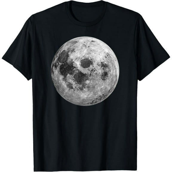 black Shirt Cool Full Moon Luna Graphic Space Astronomy Science T-Shirt