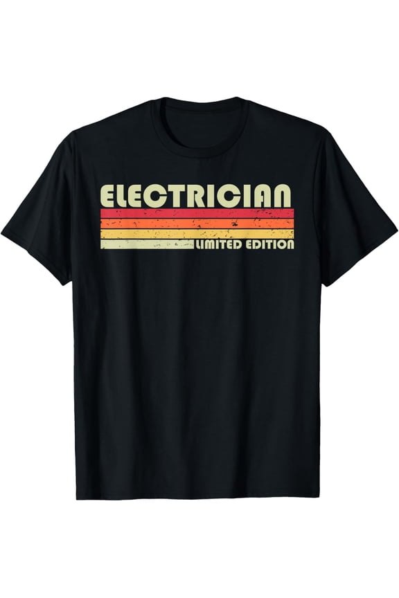 black Shirt ELECTRICIAN Funny Job Title Profession Birthday Worker Idea T-Shirt