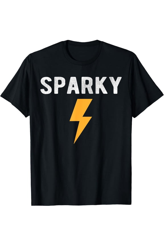 black Shirt Electrician Gift Funny Sparky Nickname Lightning Bolt Tee T-Shirt