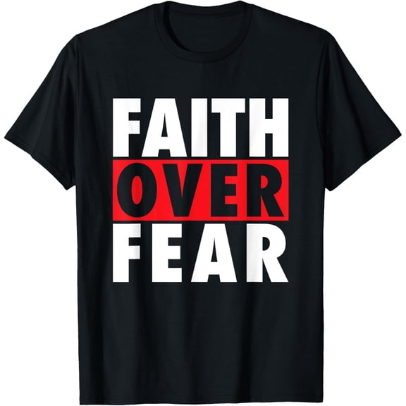 black Shirt Faith Over Anxiety Inspirational Pro Christian Message T-Shirt