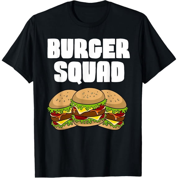 black Shirt Funny Burger Art For Men Women Hamburger Cheeseburger Lover T-Shirt