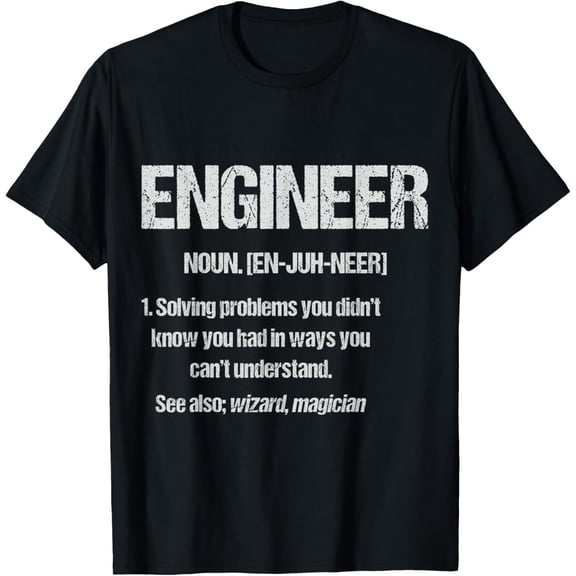 black Shirt Funny Engineering Student Engineer Noun Definition Nerds T-Shirt