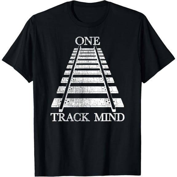 black Shirt Funny Train T-Shirt One Track Mind Shirt Locomotive Apparel