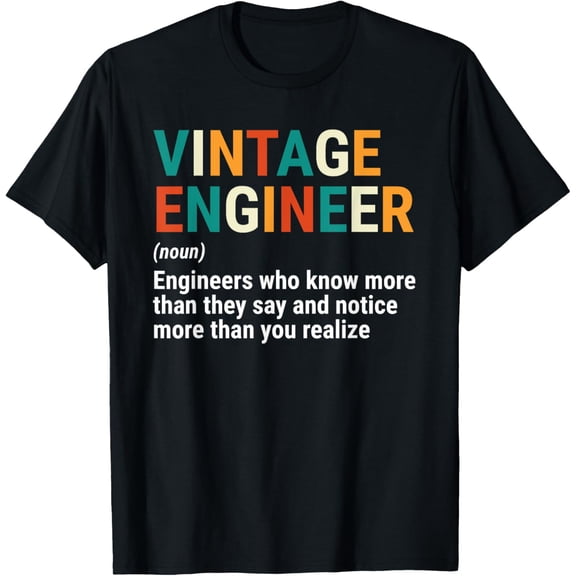 black Shirt Funny Vintage Engineer Definition Engineering Noun T-Shirt