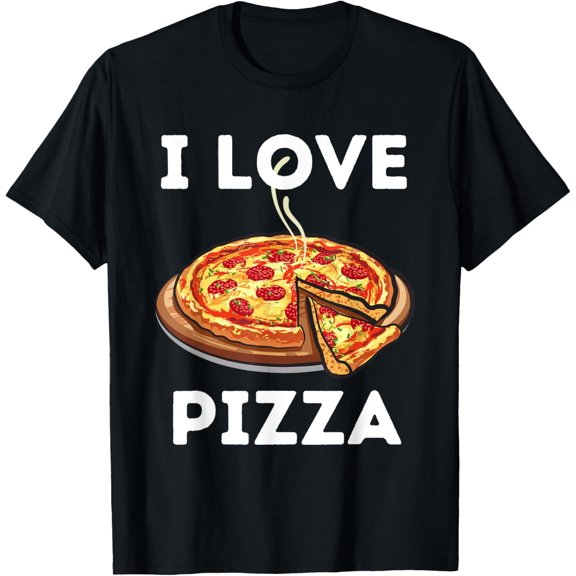 black Shirt I Love Pizza - Food Lover Foodie T-Shirt
