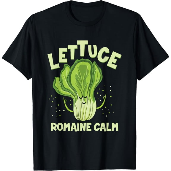 black Shirt Lettuce Romaine Calm Mindfulness Vegan Yoga Lover Yogi Joke T-Shirt