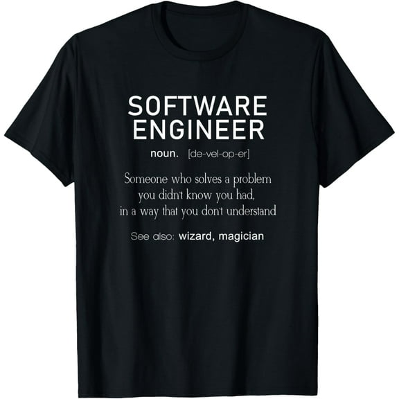 black Shirt Software Engineer Definition Shirt Coder Definition T Shirt T-Shirt