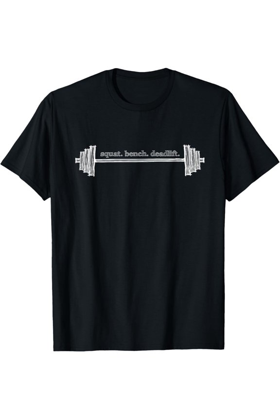 black Shirt Strength Training Barbell Weightlifting Retro Gym T-Shirt