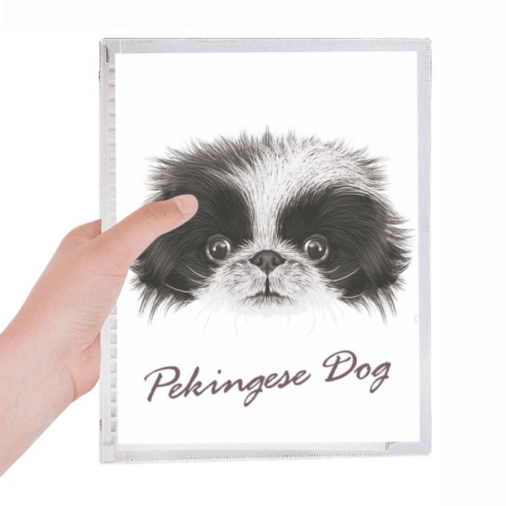 black and white cute pekingese dog pet animal notebook loose diary refillable journal statiry