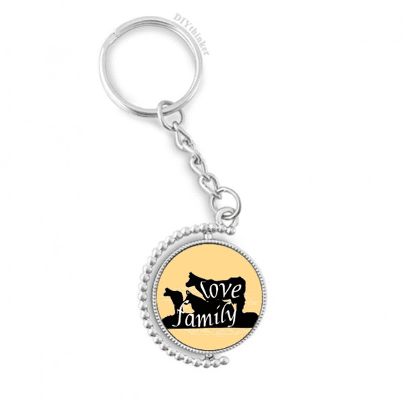 black animal hyena outline natural rotatable keyholder disc accessories chain clip