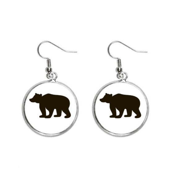 black bear cute animal portrayal ear dangle silver drop ear jewelry woman