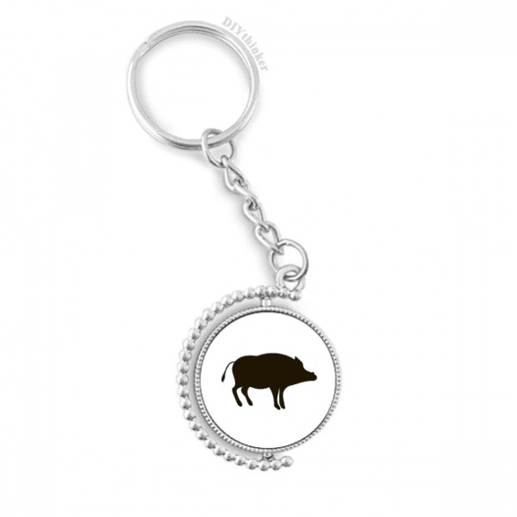 black boar cute animal portrayal rotatable keyholder disc accessories chain clip